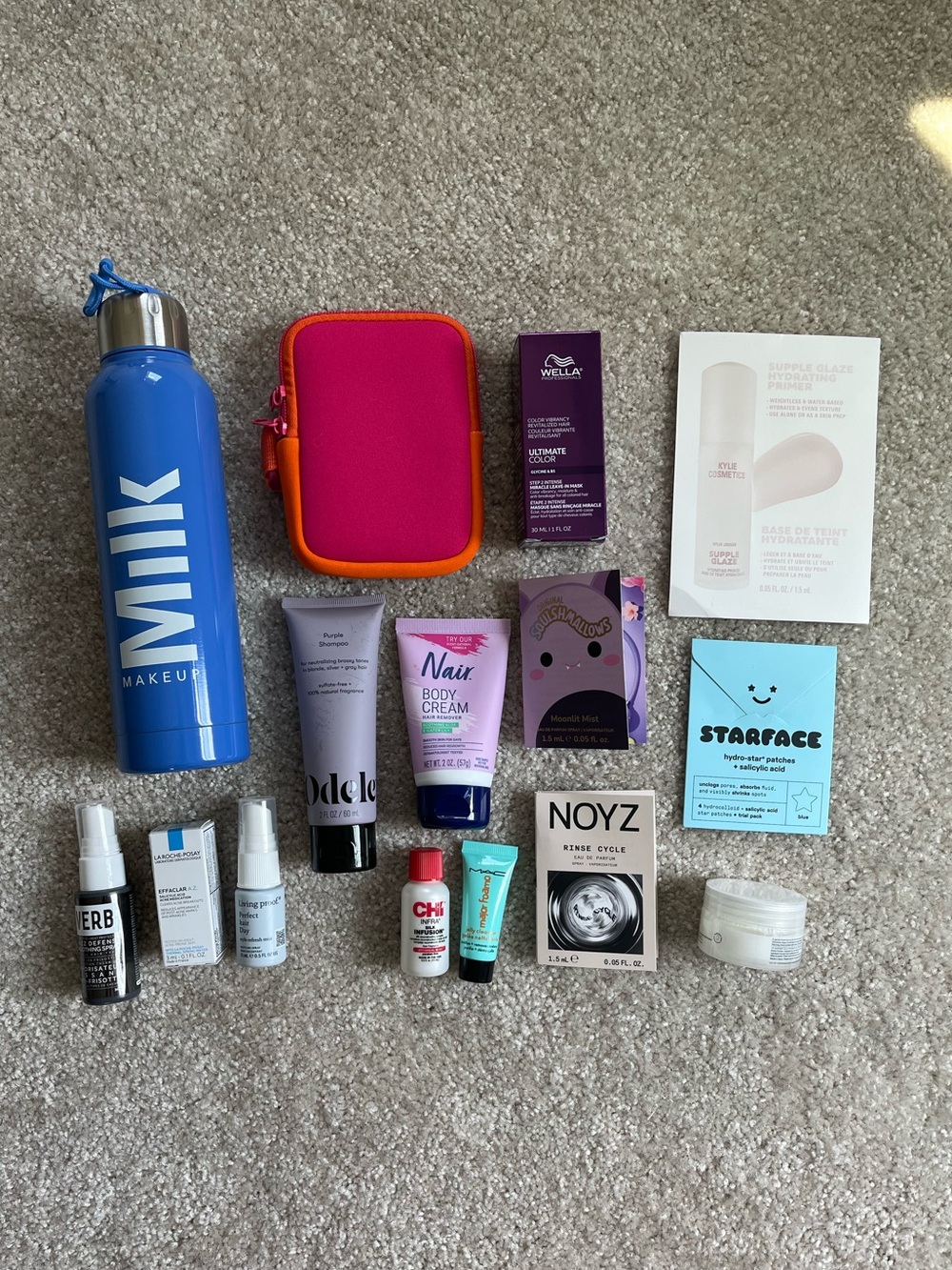 Milk Makeup Bottle, Ulta Beauty Pouch Bundle of 13 Skincare and Hair Samples NWT